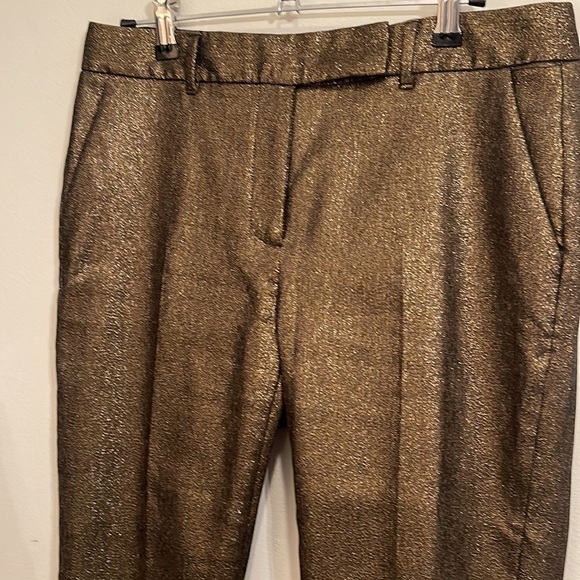 White House Black Market Slim Fit Metallic Gold Ankle Pants - Picture 2 of 6